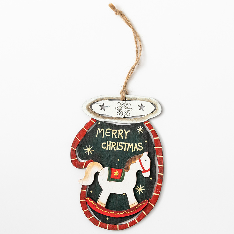 Guantes navideños de madera americanos calcetines colgante pintado árbol de navidad alce muñeco de nieve retro colgante pintado a mano