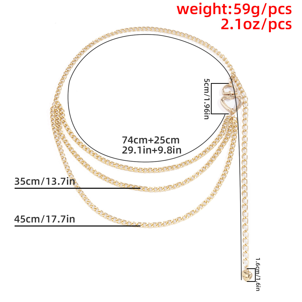 Simple Heart-shaped Hollow Metal Waist Chain display picture 12