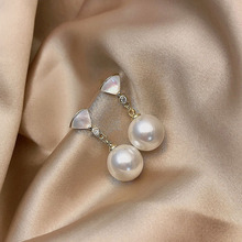 天然母貝珍珠耳環2020年新款潮復古耳飾女韓國氣質簡約925銀耳墜