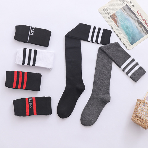 Micro-pressure slimming over-the-knee socks Japanese JK socks women's mid-calf four-season style black high-leg half-length stockings ins trend