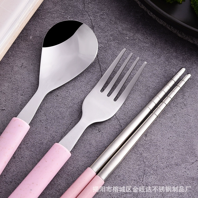 Creative handheld tableware stainless steel, set for elementary school students, Birthday gift, 3 piece set