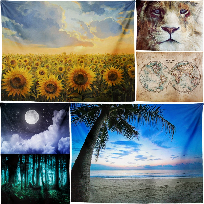 Трансграничный Ландшафтный фон настенная гобелен картина подвесная ткань цифровая печать гобелен ткань может быть изготовлена покупателями