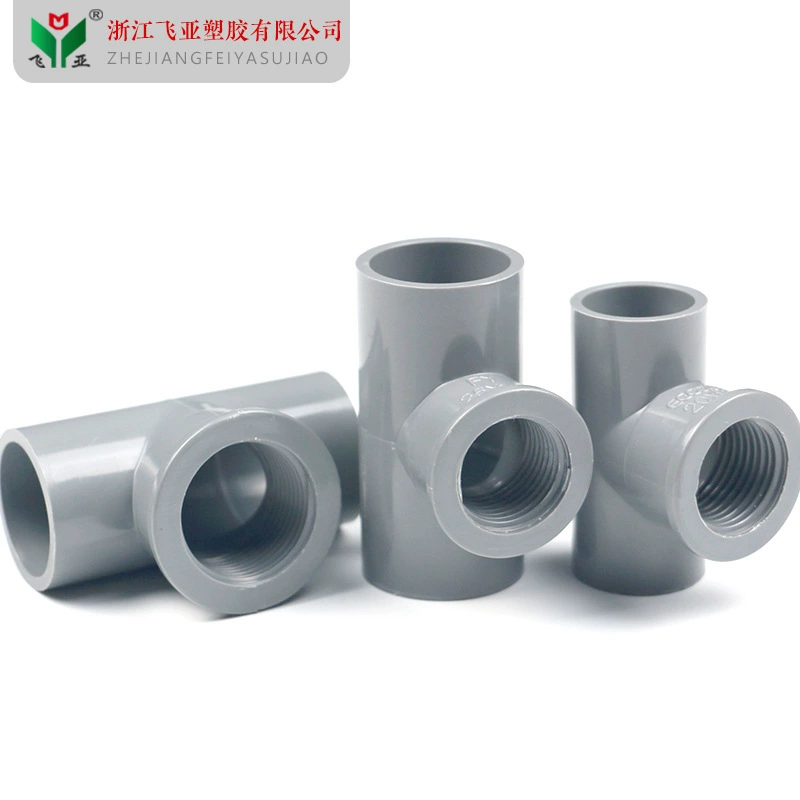 Тройник внутренней проволоки из ПВХ Внутренний винт из ПВХ Тройник с внутренним зубом Резьба приклеена к пластиковому фитингу водопровода серый