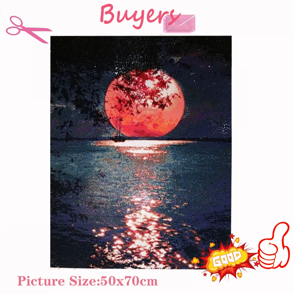 Новый DIY diamond painting Лунный пейзаж Полный алмаз круглая насадка Массачер декоративная живопись Производитель Direct Sales