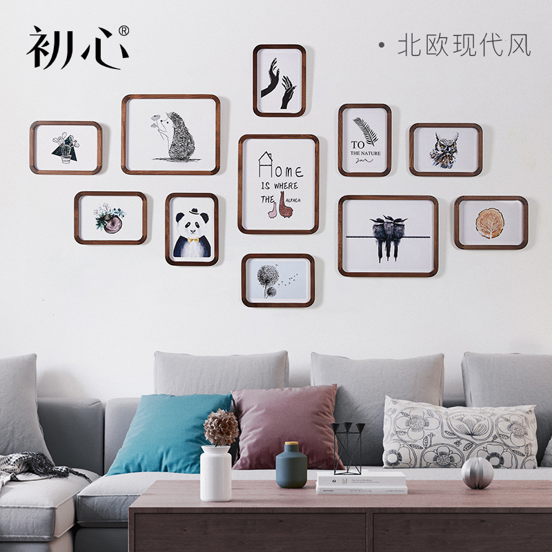 初心大圓角7寸10寸壁挂桌面相框相片牆北歐現代黑白景自然清新風