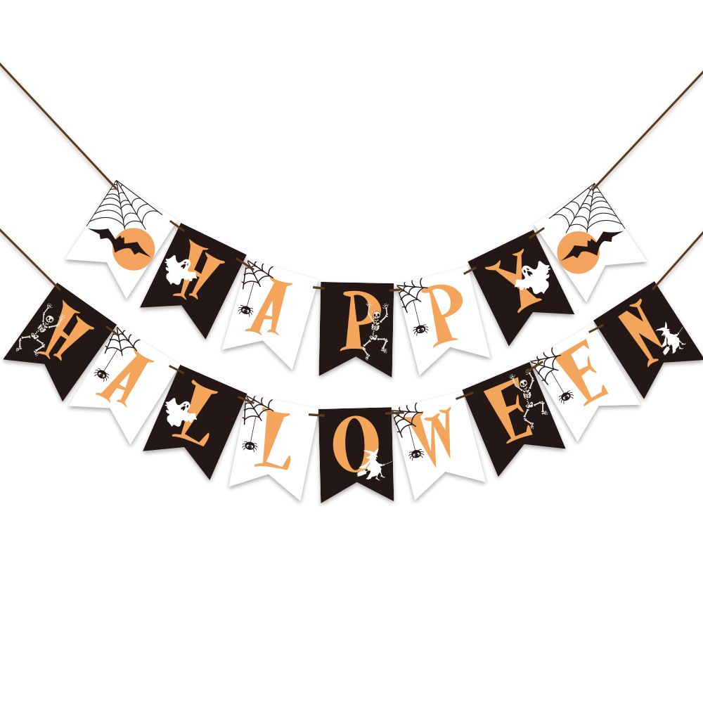 Ensemble de ballons en latex, citrouille, araignée, sorcière, film d'aluminium, boule de fleurs en papier, décoration de fête d'Halloween_voghion.com