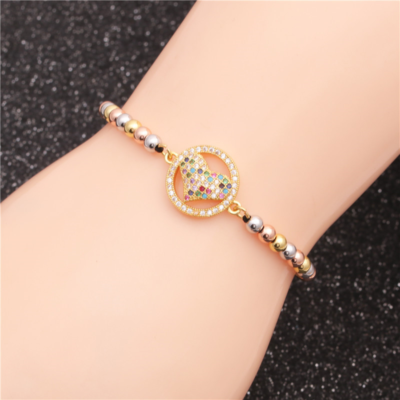 Trendy New Product Mixed Color Bead Chain Micro Inlaid Zircon Love Woven Ladies Bracelet Wholesale Nihaojewelry display picture 4