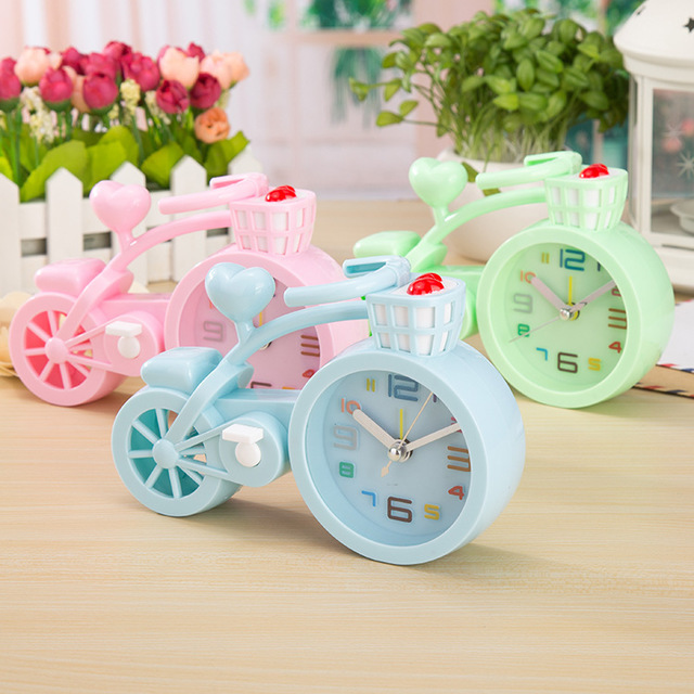 New Thickened Candy Color Creative Bicycle Alarm Clock Student Gift Birthday Crafts Wholesale