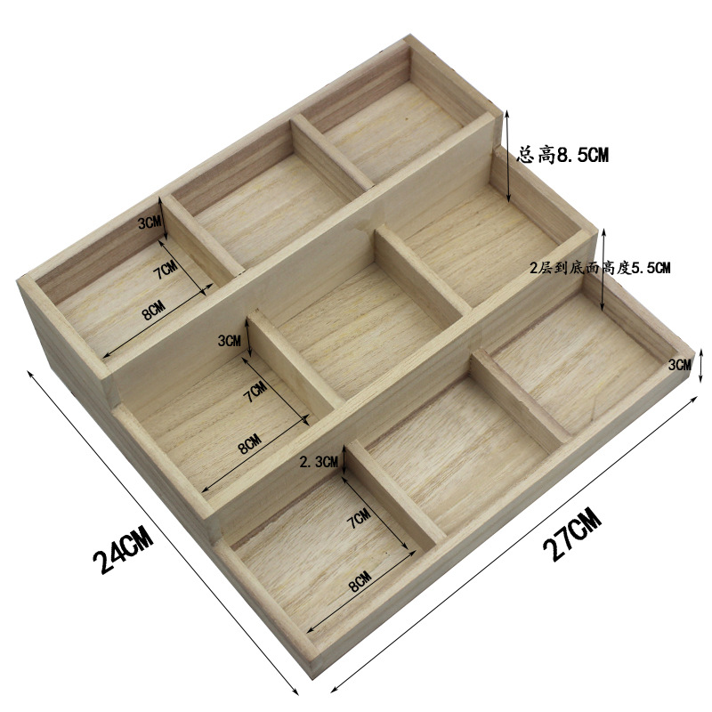 Caja de almacenamiento de cosméticos de madera de múltiples capas productos para el cuidado de la piel caja de madera de almacenamiento de madera multi-rejilla tocador organización caja de madera