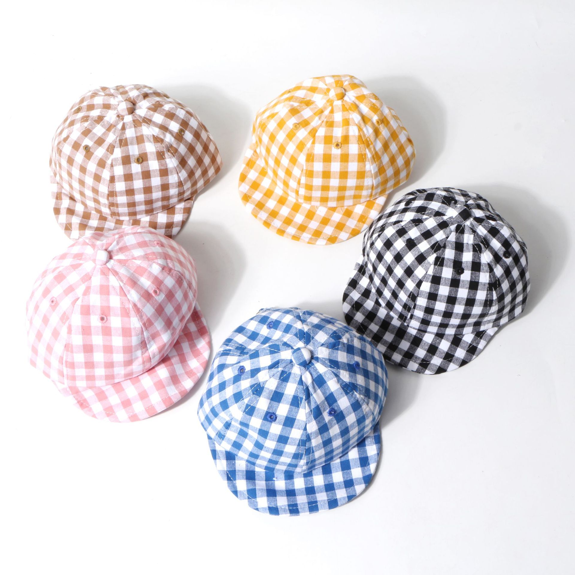 Children's Hat Summer Sunscreen Plaid Cap Baby Thin Section Soft-brimmed Hat Korean Baseball Cap Wholesale Nihaojewelry display picture 11