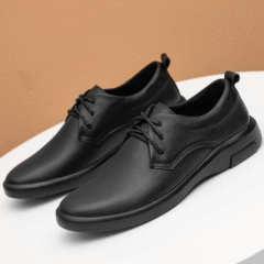 2020秋季新款休閒時尚韓版商務正裝皮鞋真皮黑色系帶男士皮鞋