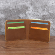 批发手工头层牛皮疯马皮钱包短款横竖款男真皮钱夹复古简约钱包