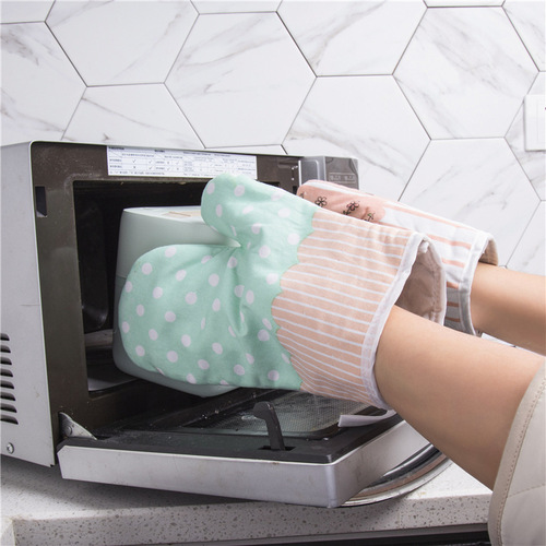 Kitchen baking oven microwave silicone heat-insulating gloves exquisite high-temperature grid gloves wholesale