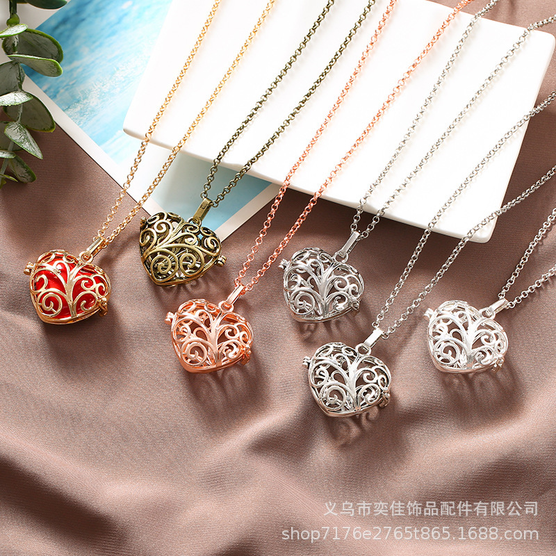 Yijia Youyou Cuncun Grass Heart-Shaped Crystal Magic Box Pendant Pregnant Women's Fetal Education Qin Yin Bead Necklace Woolen Chain