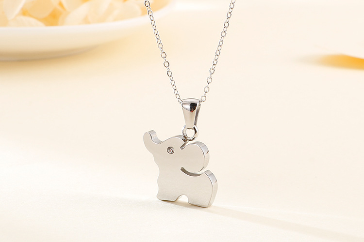 fashion new elephant pendant set stainlesss steel animal earrings necklace jewelry set wholesale
