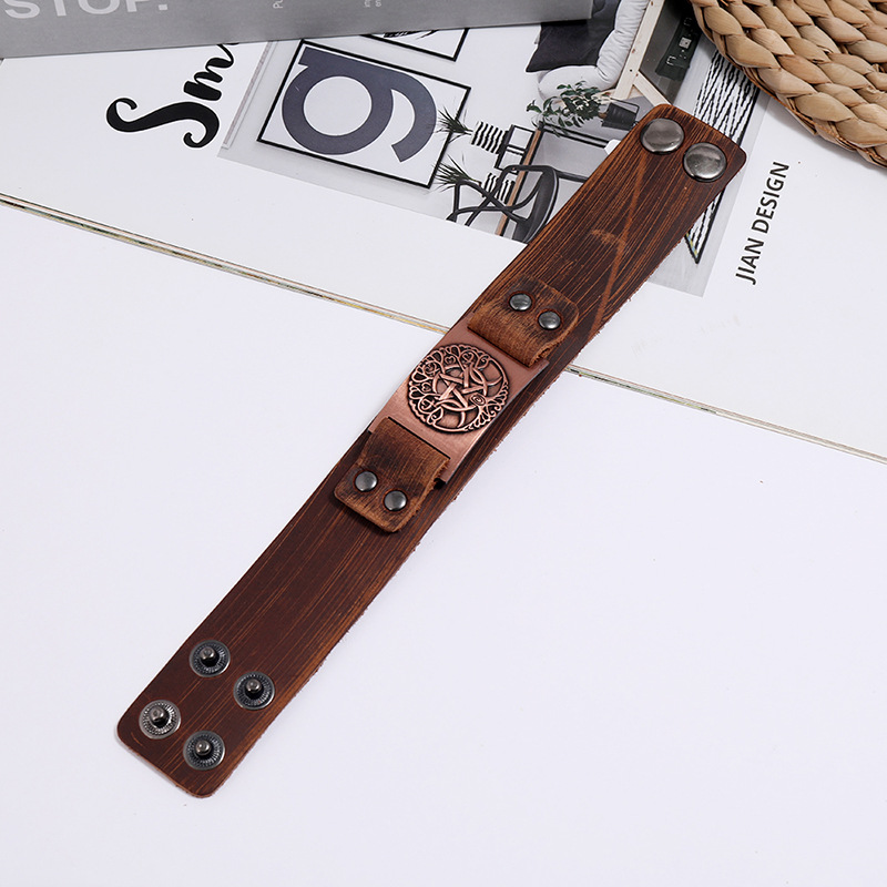 retro tree of life leather bracelet