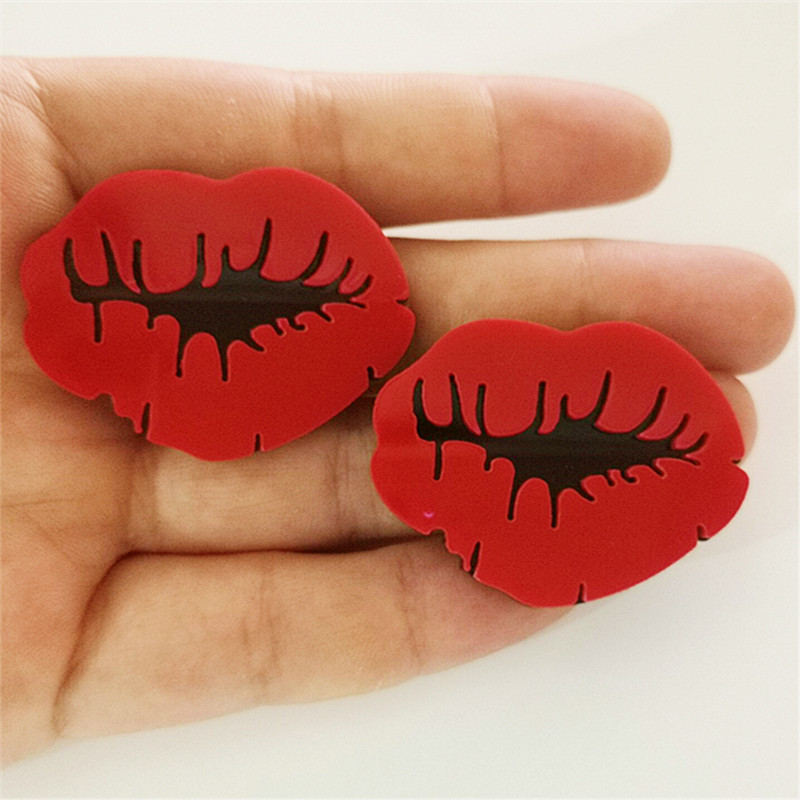 1 Pair Funny Lips Arylic Ear Studs display picture 2