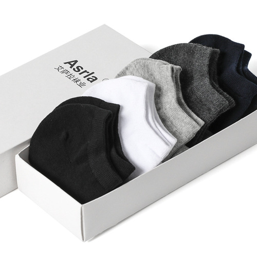 Dropshipping 5 pairs of boxed men's boat socks summer cotton socks business socks breathable sweat-absorbent manufacturer wholesale