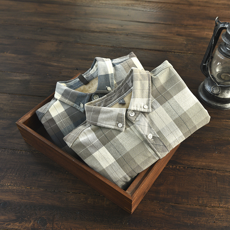 Z125 autumn and winter new men's plaid plus velvet shirt a generation of hair