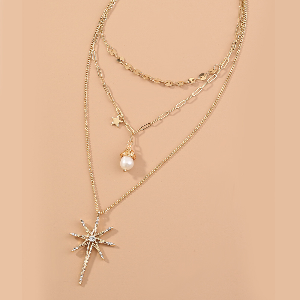 Fashion Micro-studded Skylight Star Pendant Multi-layer Necklace display picture 8