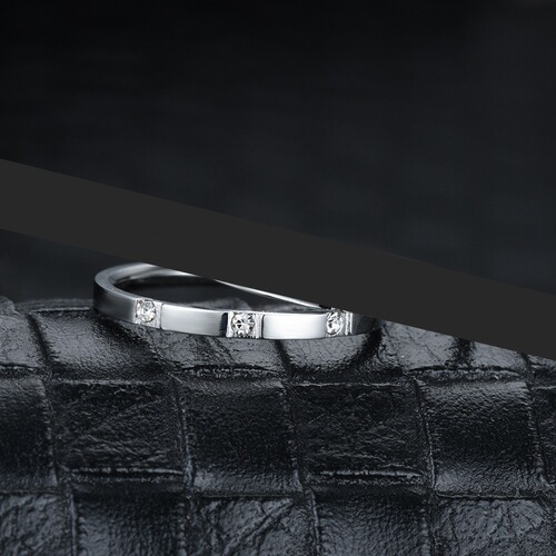 Korean Light Luxury Minimalist Diamond-Encrusted Ring Non-Fading Titanium Steel Zirconia Band Women's Ending Ring Knuckle Ring