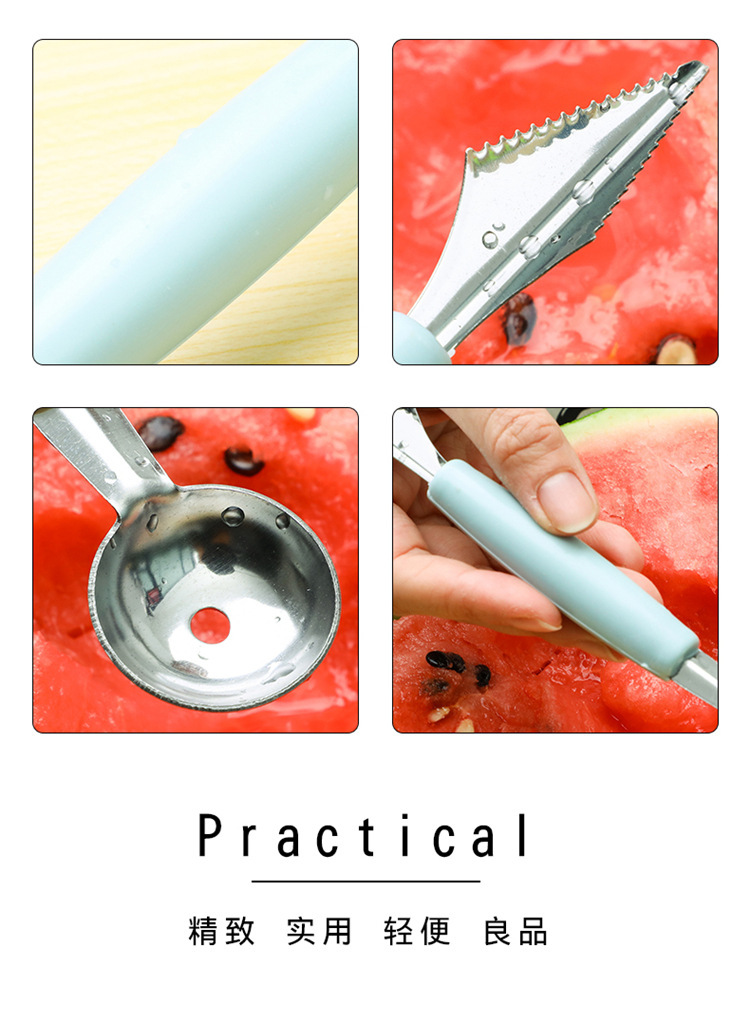 双头不锈钢水果拼盘挖球器波纹雕花刀冰淇淋西瓜挖球勺水果雕花器详情4