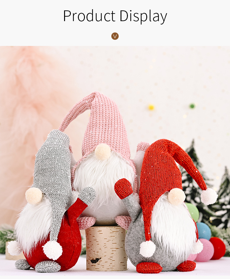 Haobei New Christmas Decoration Supplies Forest Old Man Knitted Hat Doll Faceless Doll Santa Claus Ornaments display picture 10