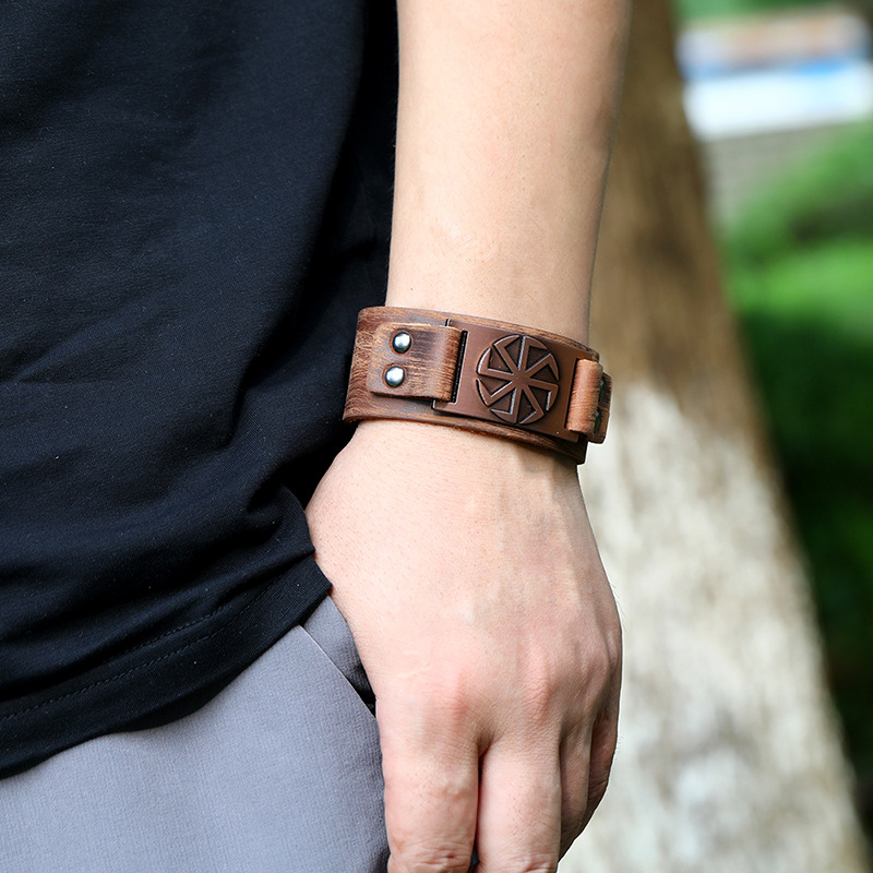 retro simple punk leather bracelet