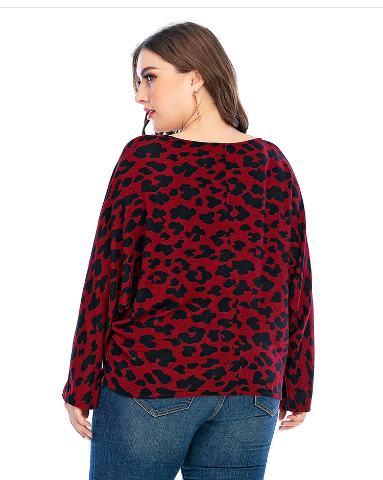 autumn new sexy leopard print pullover knit bottoming shirt plus size women s top NSYH7158