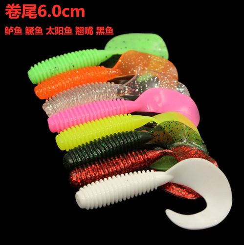 Floating shrimp 6.5/7.5cm curly tail maggot 6.0cm screw T tail 6.0cm lead head upside down fishing soft bait fake bait lure