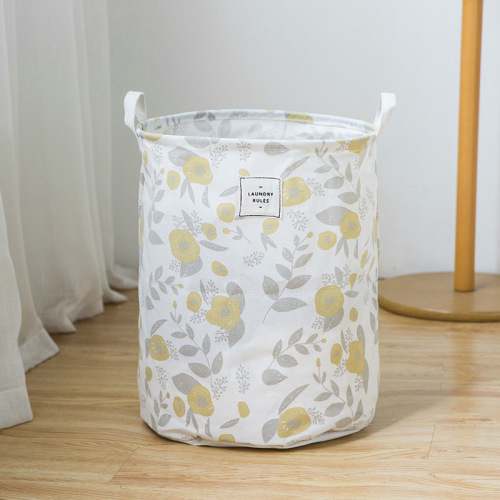 Rice and wheat colorful printed storage bucket fabric laundry basket cotton linen cartoon storage foldable storage basket