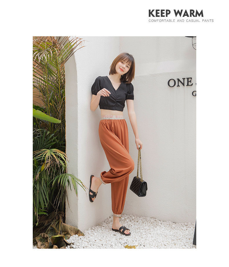Loose, drape, slimming, tight-fitting, quick-drying sportswear pants for women in spring and summer, versatile, casual, Instagram trendy lantern sweatpants, and ice pants pic 10