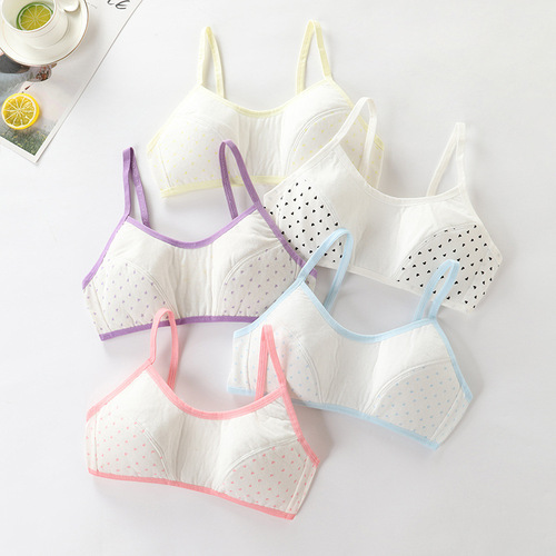 Lace Bra Pure Cotton Girl Student Bras for Girls in the Puberty Stage with No Steel Wire 