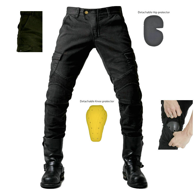 Directo de fábrica de la motocicleta pantalones vaqueros de la motocicleta de carreras anti-caída off-road multi-Bag overoles oblicuo bolsillo