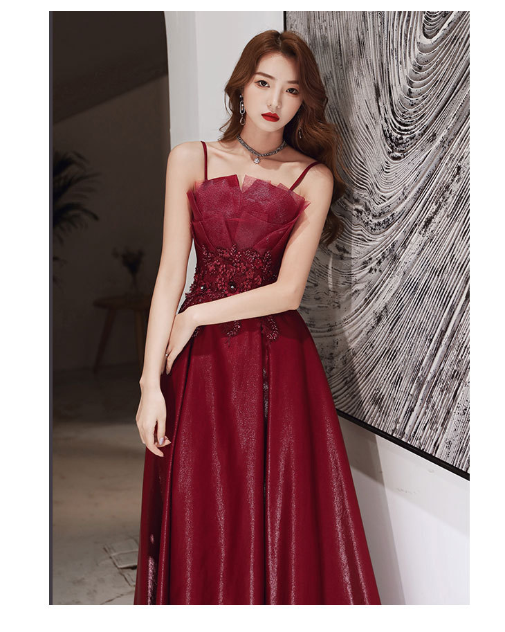 Bride's Toast 2026 New Winter-Autumn Elegant Wine Red Dress Suitable Casual Wear, Wedding, Engagement, Strapless Evening_ecoleips.com