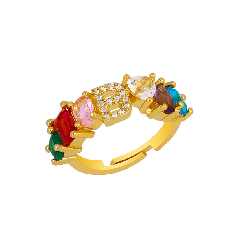 12g Weight 18K Gold Plated Plating Material Artificial Gemstones Inlay Material Birthday Occasion Copper Material Letter Pattern Women'S Gender Plating Design Fashion Style Fashion Letter Copper 18k Gold Plated Artificial Gemstones In Bulk 3