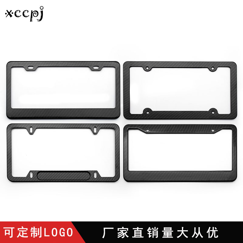 Foreign trade new pattern American style carbon fibre License plate frame exquisite make License plate frame U.S. regulations License plate cover 2 /4 Hole