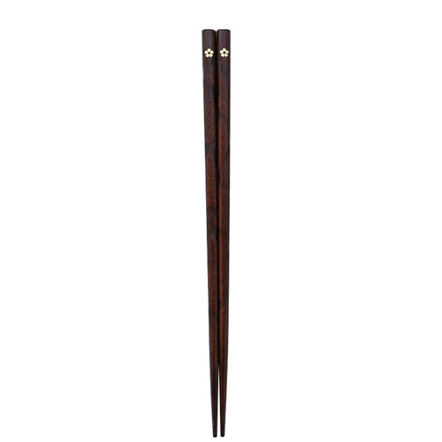 Detomate Japanese style small golden flower wood pointed chopsticks solid wood chopsticks Japanese style tableware street stall hot selling daily chopsticks