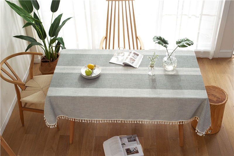 INS Cross-border Jacquard-Tischläufer, Baumwoll-Leinen-Tischdecke mit Quasten, rechteckige Couch- und Esstischdecke_voghion.com