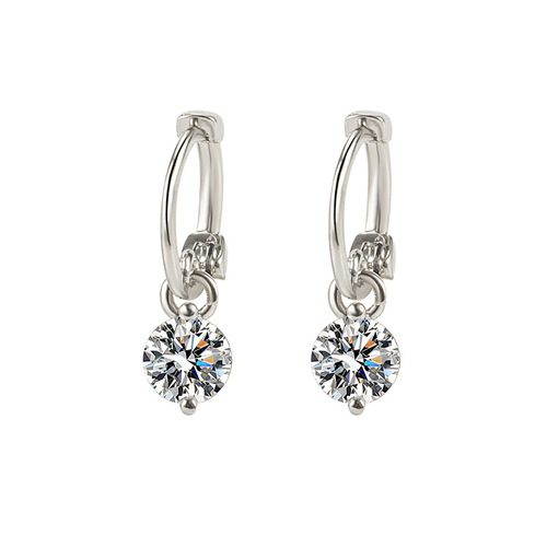 S925 silver plated earrings for women Korean style elegant earrings simple single diamond earrings internet celebrity ins style flash diamond earrings earrings