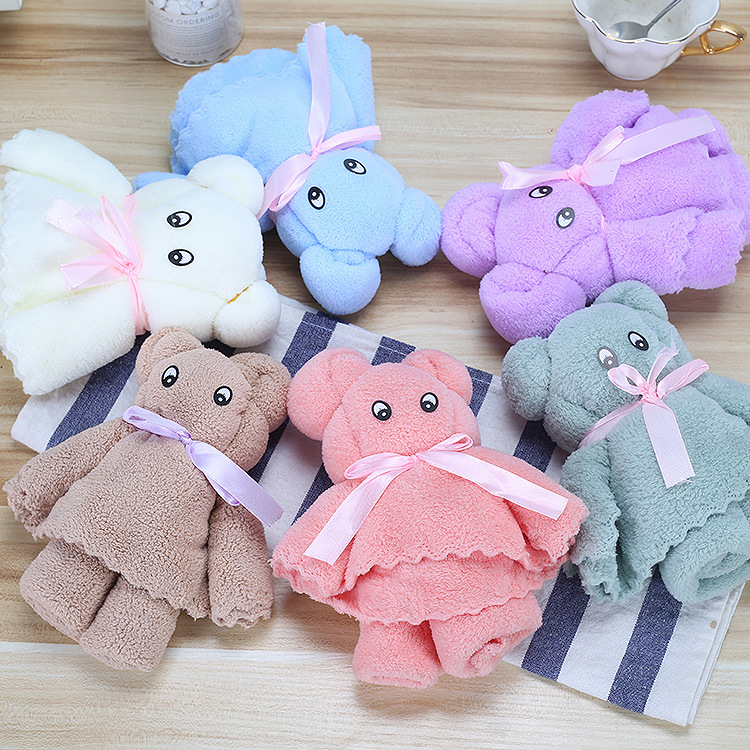 高密珊瑚绒小熊毛巾 伴手礼 柔软吸水洗脸巾 礼品定制|ru