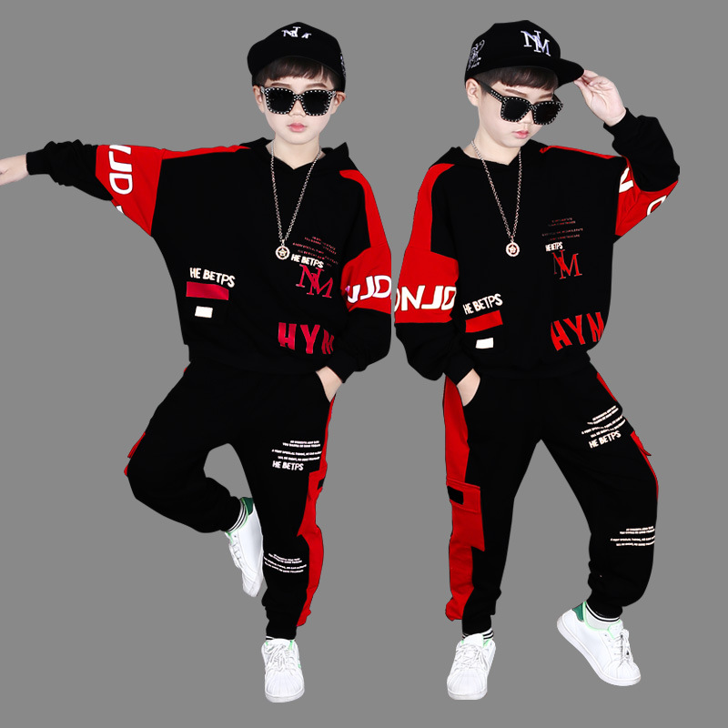 Toamna 2023 Nou Set de două piese pentru băieți, ediție coreeană, stil occidental, cu pulovere sport, pentru copii, de la mijlocul până la băieți mari_voghion.com