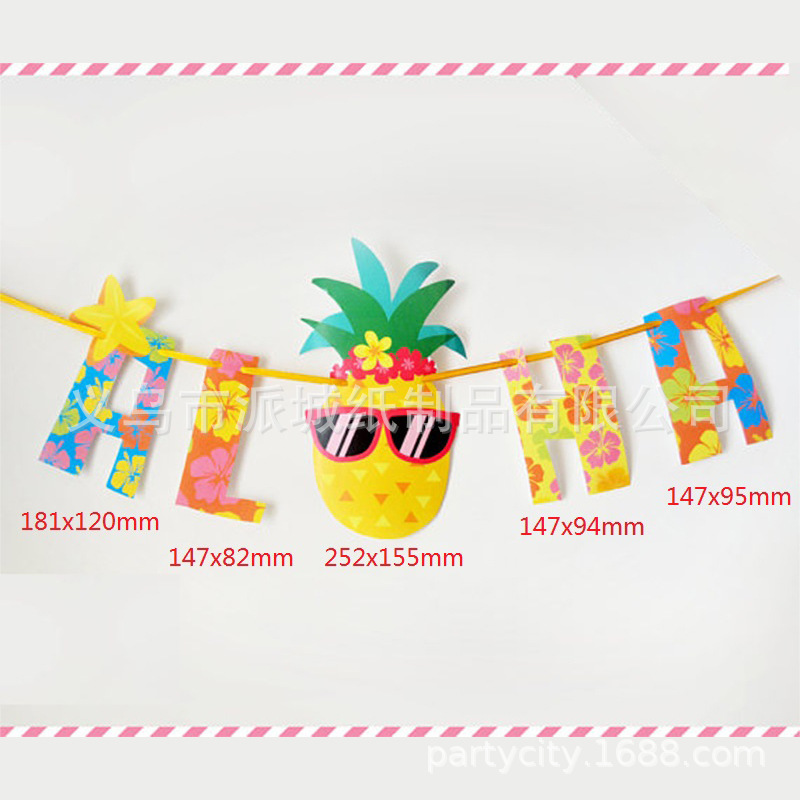 ALOHA Hawaiano piña pull bandera decoración colgante bandera 5 banderas fiesta de verano image 3