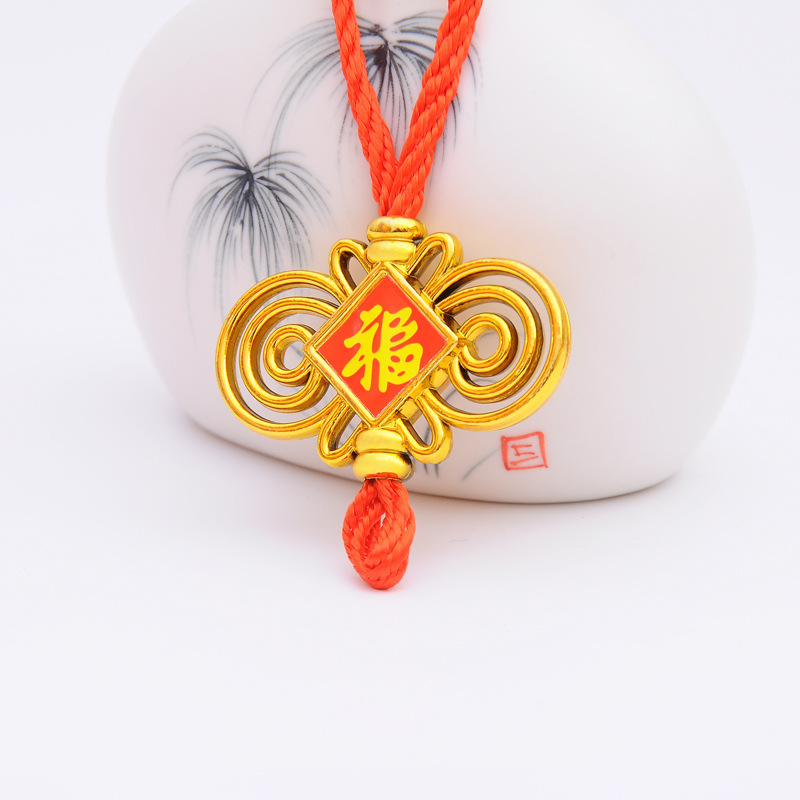 Gold-plated Blessing Chinese knot Sling Electronics Firecracker Pendant Rope Jubilation decorate Lanyard