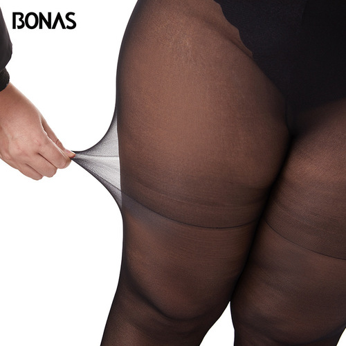 Bonas 15DXXXL nylon women's fattening 200 pounds sexy breathable stretch thin extra large stockings