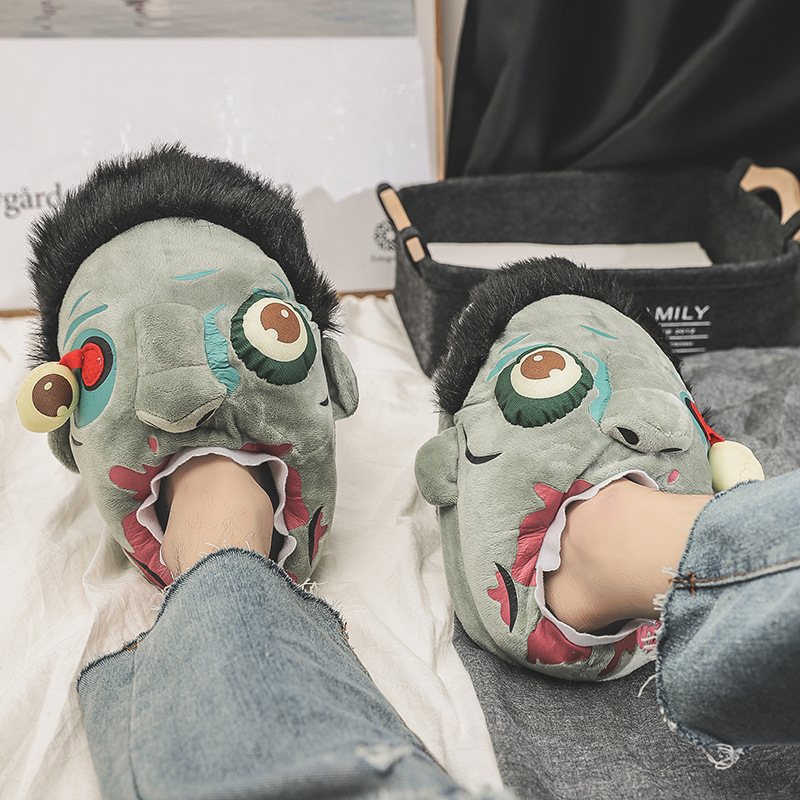 Cross-border creative funny personality cartoon Halloween zombie slippers winter home non-slip warm men's and women's cotton slippers Cross-border creative funny personality cartoon Halloween zombie slippers winter home non-slip warm men's and women's cotton slippers