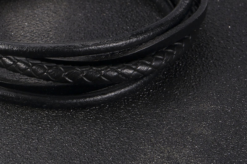 menu0027s multi-layer titanium steel handmade leather braided bracelet