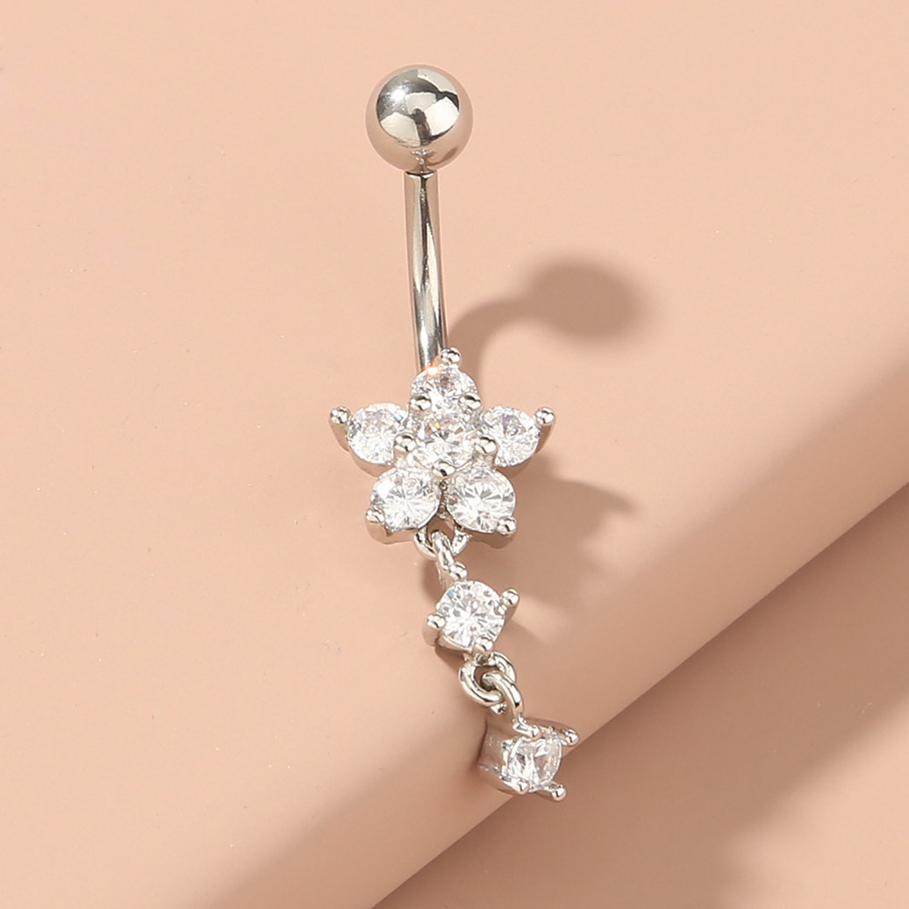 New Sexy Tassel Flower Zircon Belly Button Ring display picture 4