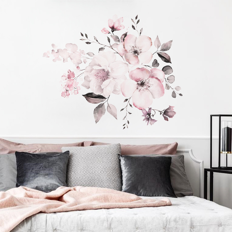 neue Wandaufkleber 30 Spezifikationen Aquarell rosa Blumengruppe Home Hintergrund Dekoration kann entfernt werdenpicture3