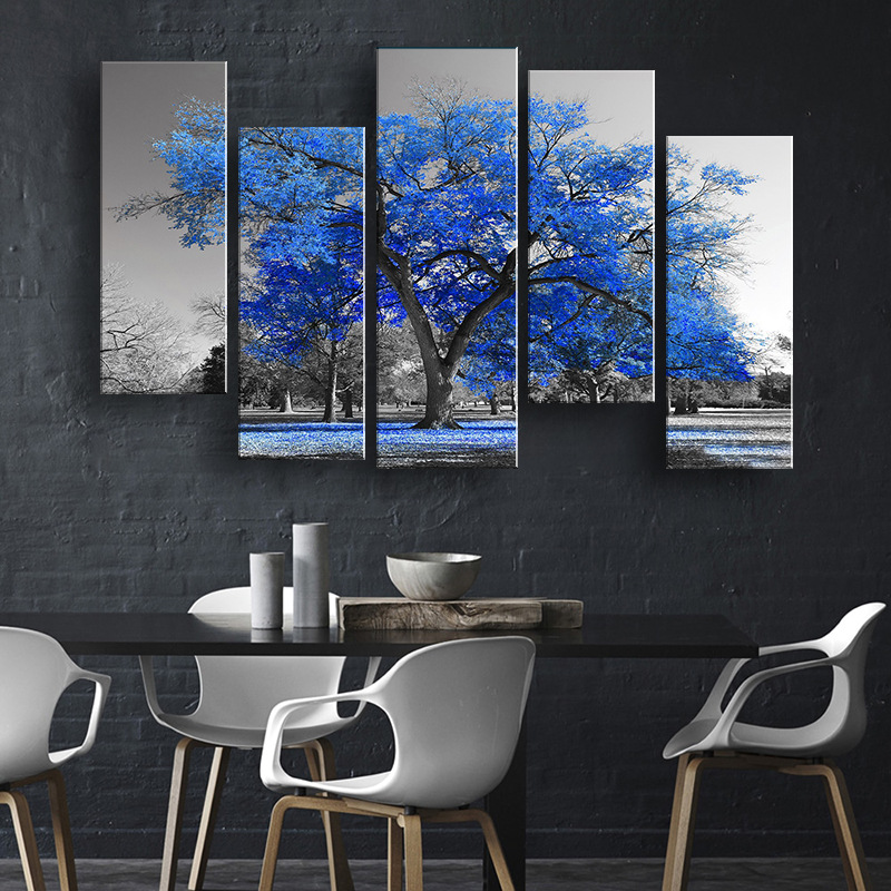 Five linked one blue tree living room de...